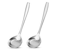 TEKONDA Lot de 2 cuillères à sauce en acier inoxydable - Tendance - Argenté - Passe au lave-vaisselle - 21 cm x 6,2 cm