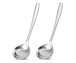 TEKONDA Lot de 2 cuillères à sauce en acier inoxydable - Tendance - Argenté - Passe au lave-vaisselle - 21 cm x 6,2 cm