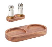 TEKONDA Moulin à sel et poivre Plateau en bois Mini plateau en bois d'acacia Diamètre de découpe 6,3 cm Convient pour bouteilles d'arômes, bouteilles d'épices, bougies, tasses, etc. Marron TLPDZ-01