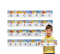 Teksome Affiche alphabétique | Tableau alphabétique Mural Ligne numérique ABC - pépinière, Chiffres 0-10 et Lettres A à Z pour Salle Jeux, Maternelle