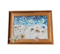 Teksome Art en verre de mer encadré, œuvre d'art en verre de mer | Kit d’art de plage Pièces de verre de mer,Kit d'art et d'artisanat Décor en verre de mer, cadre photo fait à la main, art mural en