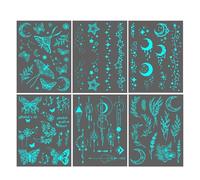 Teksome Autocollant Corporel Étoile Lumineux - Autocollants Étoiles Temporaires Maquillage Artistique Corporel - Décorations Bras Fluorescentes Imperméables Fêtes Musicales Événements Spéciaux