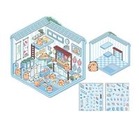 Teksome Autocollants de dessin animé Capybara,autocollants de scène miniatures | Scènes drôles d’autocollants de restaurant de restauration rapide Capybara - Créez vos propres, un