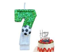 Teksome Bougie d'anniversaire de football - Décorations de gâteau de football, bougies à paillettes avec numéro de football, décoration de gâteau créative pour anniversaire, mariage, anniversaire