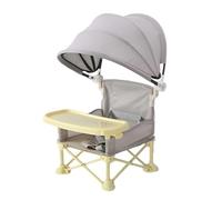 Teksome Chaise de voyage pour bébé avec plateau | Chaise d'alimentation d'extérieur pliante pour bébé | Siège d'alimentation pour tout-petits avec auvent solaire, portable pour voyage, plage, camping