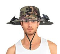 Teksome Chapeau de soleil avec ventilateur, chapeau cloche solaire à double ventilateur pour homme, dispositif de refroidissement efficace, accessoires d'activités de plein air pour randonnée