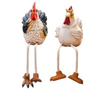 Teksome Décoration de Jardin en Forme de Coq, Sculpture de Poule | Œuvre d'art en résine pour Ferme, Bureau, extérieur, pelouse, étagère, Porche, Jardin, terrasse