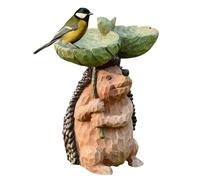 Teksome Décorations Extérieures Hérisson avec Mangeoire à Oiseaux,Statue de Hérisson avec Bac à Nourriture pour Oiseaux | Sculpture en Résine pour Jardin, Pelouse, Terrasse et Espaces Extérieurs
