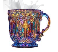 Teksome Gobelets en verre coloré, tasse d'art religieux - 400 ml verre à boire pour whisky, vin, thé, boisson, cuisine, extérieur, fête, pique-nique, camping, piscine