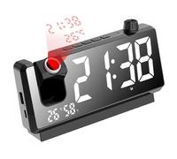 Teksome Horloge de Projection au Plafond, réveil de Projection,Projection d'horloges sans Fil sur Le Mur du Plafond | Projecteur d'horloge numérique Rotatif à 180 degrés, décor de Bureau Moderne pour