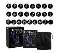 Teksome Jeu de Runes,25 Pierres Gravées | Outils Spirituels Mystiques avec Pochette pour et Divination