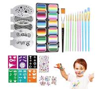 Teksome Maquillage Visage | Palette de Couleurs pour Artistes,Palette de 12 Cases avec Pinceaux, Pochoirs, Strass, Cosmétiques Solubles dans l'Eau pour Garçons, Filles, Adolescents, Adultes, Étudiants