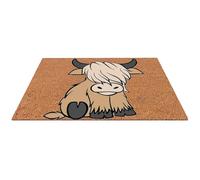 Teksome Paillasson Vache Highland, Tapis de Bain antidérapant Farmhouse, 11.81x7.87x0.78 in Highland Cow Tapis De Bain, Tapis De Sol De Bain en Bois Rustique, Paillasson Absorbant pour Chambre