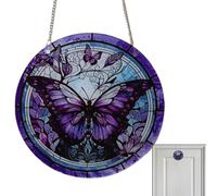Teksome Panneau de vitrail à Suspendre, Arbre d'ornement de fenêtre - Décor de fenêtre coloré Arbre de Vie/Libellule/Papillon | Attrape-Soleil en vitrail décoratif pour Mur de fenêtre, décoration de