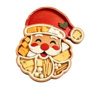 Teksome Plateau de service de Noël en bois décoratif | Plat de service Père Noël en pain d'épices pour les collations fromage, bonbons, biscuits, fruits, sushis, petit déjeuner