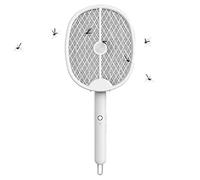 Teksome Raquette tapette à Mouches | Lampe Anti-Mouches Rechargeable Pliable 2 en 1 | Raquette de Chasse-Mouches avec Filet de Protection à 3 Couches, Raquette électrique Anti-Insectes à Haute