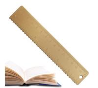 Teksome Règle en métal | Outil de Mesure de l'or de 15 cm avec Deux unités de Mesure | Petite règle de Signet en cuivre, règle mathématique à Bord Droit et ondulé pour Les écoliers