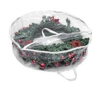Teksome Sac de rangement pour couronne de Noël - Boîte transparente à fermeture éclair, couronne ronde avec fermeture éclair pour décorations d'Halloween