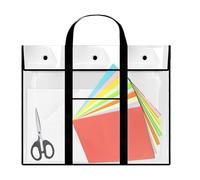Teksome Sac de rangement pour œuvres d'art - Grand sac transparent pour affiche | Support de tableau d'affichage en PVC avec poignée et poche, récipient d'œuvres d'art pour croquis, dessin, graphiques