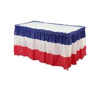 Teksome Table Patriotique, Jupes Table Rouge Bleu Blanc pour Tables rectangulaires, Décorations Table parfaites pour Le Memorial Day, la fête du Travail, la fête des Anciens