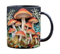 Teksome - Tasse en Céramique, Tasse à Thé en Forme de Champignon, 11 oz, Blanc, Bohème, Nature, Réutilisable, Passe au Lave-vaisselle et Micro-ondes, Cadeau de Noël
