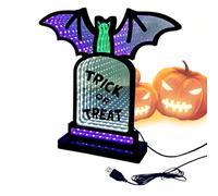 Teksome Veilleuse d'Halloween | Lampe miroir chauve-souris avec support, alimentation USB, décoration pour jardin, vacances, famille, extérieur, magasin, cour, salle de jeux, maison, chambre à coucher