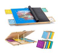 Tektalk Planche de puzzle de 2000 pièces avec 4 tiroirs de tri et 5 plateaux en feutre, table de puzzle avec couvercle et poignée, rangement pour 2000, 1500, 1000, 500 pièces de puzzle