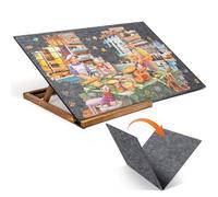 Tektalk Planche de Puzzle Pliable avec 3 Angles réglables, Plateau léger et Portable avec chevalet en Bois, Table de Puzzle Pliable en Feutre, jusqu'à 1000 pièces, Gris foncé