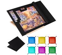 Tektalk Planche de puzzle pliable avec 4 angles réglables, plateau léger et portable avec chevalet en bois, table de puzzle pliable en feutre, jusqu'à 1500 pièces (noir)