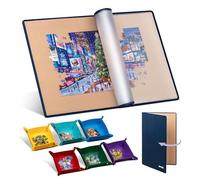 Tektalk Planche de puzzle pliable avec 6 plateaux de tri des couleurs, tapis de puzzle portable avec housse anti-poussière pour économiser le rangement, surface antidérapante, jusqu'à 2 000 pièces