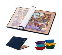 Tektalk Planche de puzzle pliable avec 6 plateaux de tri des couleurs, tapis de puzzle portable avec housse anti-poussière pour rangement de puzzle, surface antidérapante, jusqu'à 1500 pièces, kaki
