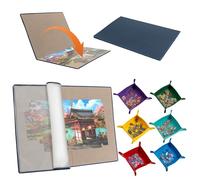Tektalk Planche de puzzle pliable avec 6 plateaux de tri des couleurs, tapis de puzzle portable avec housse anti-poussière pour économiser le rangement, surface antidérapante, jusqu'à 2 000 pièces