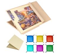 Tektalk Plateau de Puzzle Pliable avec Support à 4 Angles réglables, léger et Portable, avec chevalet en Bois, Table de Puzzle en Feutre Rabattable, pour Jusqu’à 1500 pièces - Beige