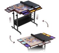 Tektalk Table Puzzle avec Plateau Pliable, Hauteur réglable, Planche à Puzzle avec 2 Housses en Feutre et 8 Plateaux de tri, entourée de 4 Roues à roulettes, Peut contenir jusqu'à 2000 pièces de