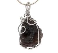 Tektit Chaîne avec pendentif en pierre brute sertie d'une véritable pierre | Pierre brute sertie de fil de fer - Chaque pièce est unique - Avec cordon en coton et carte de pierres précieuses