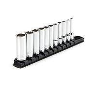 TEKTON Jeu de douilles profondes à 12 pans avec rail 1/4" (5/32-9/16") | SHD90107