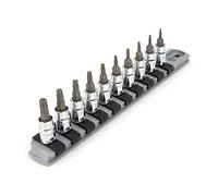 TEKTON Lot de 10 douilles Torx 1/4" avec rail (T6-T30) | SHB90103