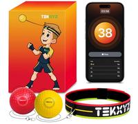 TEKXYZ® Balle de réflexe avec app de comptage et communauté en Ligne, 2 Niveaux, Balle de Boxe avec Bandeau, pour entraîner réaction, agilité, Vitesse de Frappe et Coordination œil-Main