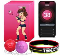 TEKXYZ® Balle de réflexe avec app de comptage et communauté en Ligne, 2 Niveaux, Balle de Boxe avec Bandeau, pour entraîner réaction, agilité, Vitesse de Frappe et Coordination œil-Main