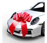 Tel Charme * Grande Boucle Rouge 76 cm, Félicitations pour votre Anniversaire Auto-Nœud, grand Nœud pour Voiture, grand Nœud pour Emballage Cadeau, Énorme Nœud pour Décoration de Voiture, Énorme Nœud