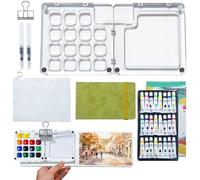 Tel Charme * Mini kit aquarelle avec palette aquarelle portable, 15 grilles acryliques et 24 couleurs aquarelle, carnet de croquis, clips de peintre, artiste de poche, kit de voyage pour peintres