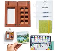 Tel Charme * Mini kit aquarelle avec palette aquarelle portable, 18 grilles et 12 couleurs aquarelle, carnet de croquis, clips de peintre, artiste de poche, kit de voyage pour peintres, artistes