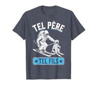 Tel père tel Fils Accessoire Ski Skieur Humour T-Shirt, Homme, Bleu Chiné, 3XL