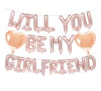 TELAIN Ballons en or rose, ensemble « Will You Be My Girlfriend », lettres de 40,6 cm, pour occasions romantiques, faciles à gonfler, Mylar de haute qualité