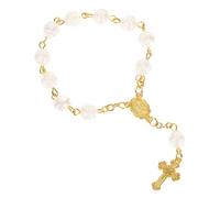 TELAIN Bracelet Chapelet en Rosaires Fait Main pour Femmes et Hommes - Bracelet Religieux avec Perles de Rose, Bracelet Ajustable pour la Méditation de la Foi et Cadeaux Spirituels (Unisexe)