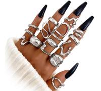 TELAIN Ensemble Anneaux Femme Or, 15 Pièces Phalange Divers Styles, Anneaux Dorés Réglables, Idéal Cadeau Bijoux Anniversaire, Saint-Valentin, Noël