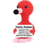 TELAIN Flamingo Décoration au crochet - Figurine inspirante faite à la main - Décoration de bureau motivante pour une ambiance positive - Cadeau parfait pour les collègues et les amis