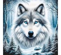 TELAIN Kit de peinture diamant avec motif de loup, foret complet 5D, outils inclus, facile à créer, parfait pour la décoration et comme idée cadeau