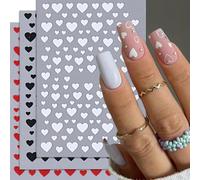 TELAIN Lot de 6 feuilles d'autocollants pour ongles 3D en forme de cœur - Pour la Saint-Valentin - Pour le nail art romantique - Idéal pour une utilisation à la maison et au salon