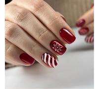 TELAIN Ongles De Noël À Coller Avec Motif Flocon De Neige, Set De 24 Pcs, Ongles En ABS De Haute Qualité, Idéal Comme Cadeau Pour Noël Et Fêtes